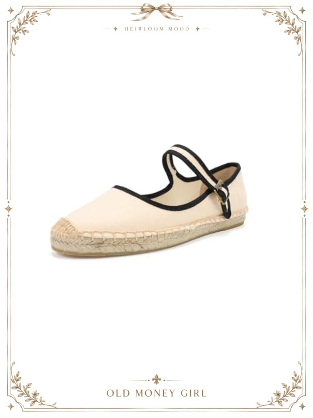 Women's Mary Jane Espadrille Flats Canvas Jute Buckle Casual Shoes
